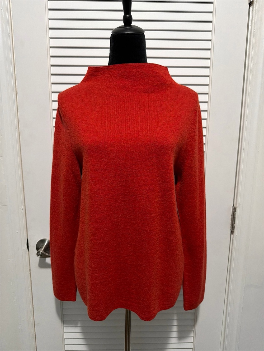 Eileen Fisher Orange Mock Neck Long Sleeve Sweater - Size Medium